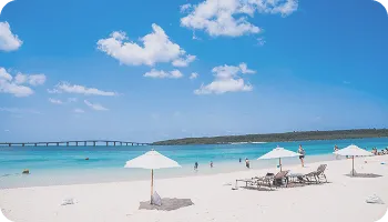 青空と緑に囲まれた南国リゾート地の街並み