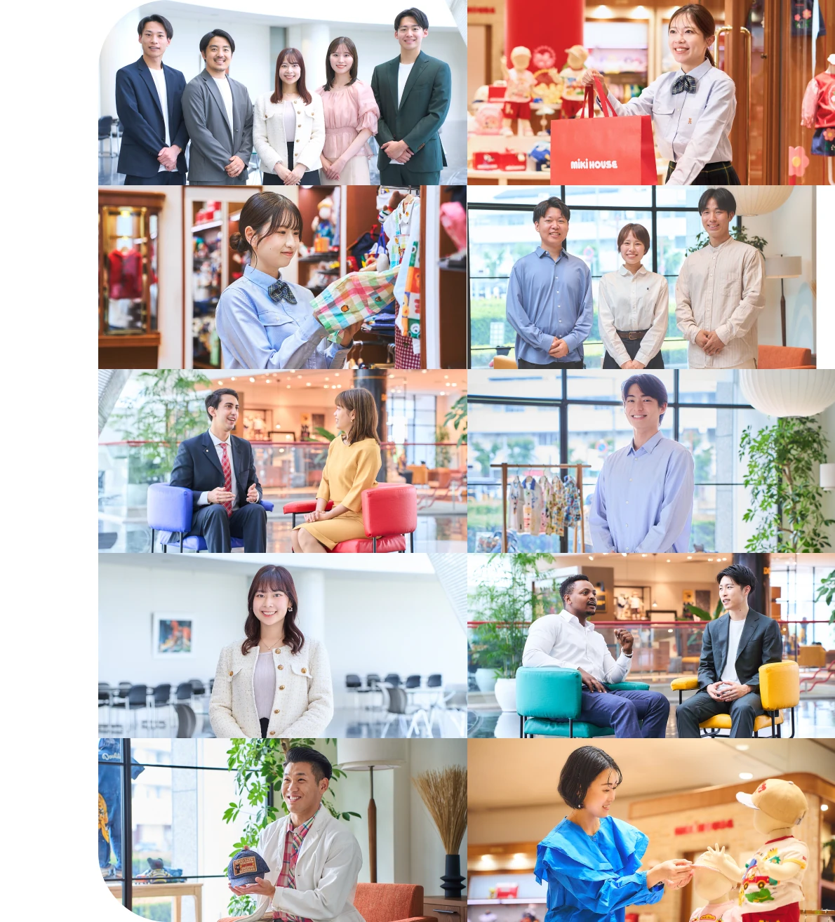 社員たちが働く様子や笑顔の集合写真